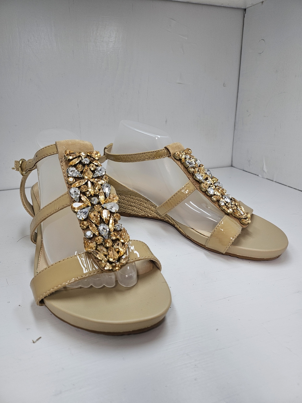 Nurture by Lamaze Gold Bejeweled Nude T-Strap Sandals